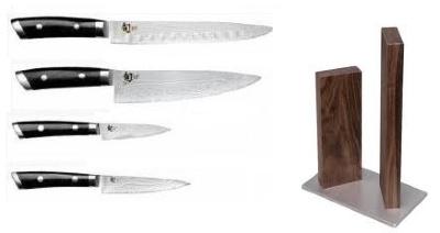 BLOC COMPLET DE 4 COUTEAUX DE CUISINE JAPONAIS KAI KAJI