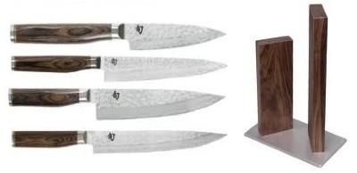BLOC COMPLET DE 4 COUTEAUX DE CUISINE JAPONAIS KAI SHUN PREMIER