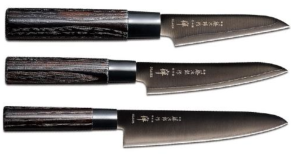 SET DE 3 COUTEAUX JAPONAIS TOJIRO ZEN BLACK "FORME EUROPÉENNE"