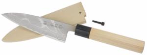 COUTEAU JAPONAIS ARTISANAL RYUZO GAMME ZAYASHI UNIVERSEL 14,5 CM + SAYA BOIS