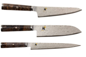 SET DE 3 COUTEAUX JAPONAIS MIYABI 5000MCD67 UTILITAIRE - SANTOKU - SUJIHIKI MIYABI BLACK