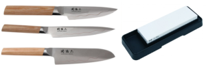 SET DE 3 COUTEAUX JAPONAIS KAI MAGOROKU COMPOSITE "FORME JAPONAISE" ET PIERRE
