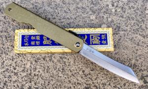 COUTEAU PLIANT JAPONAIS HIGONOKAMI LAITON DORÉ