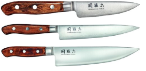SET DE 3 COUTEAUX JAPONAIS KAI SEKI MAGOROKU VINTAGE "FORME EUROPÉENNE"