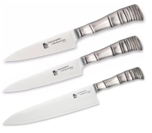 SET 3 COUTEAUX JAPONAIS TAMAHAGANE GAMME BAMBOO 3PLY "FORME EUROPÉENNE"