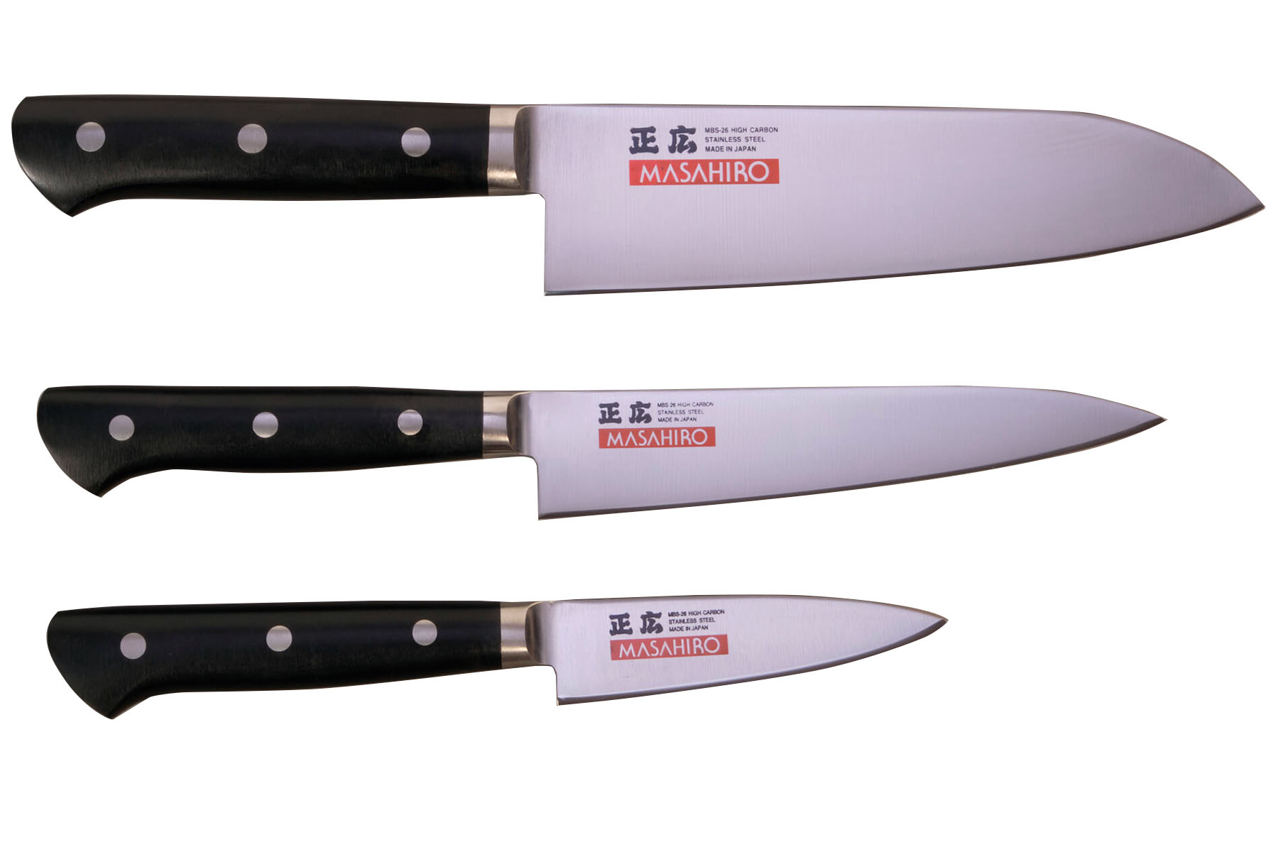 Set de 3 couteaux japonais Masahiro - Forme japonaise