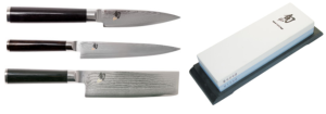 SET DE 3 COUTEAUX JAPONAIS KAI SHUN CLASSIC "FORME VÉGAN" ET PIERRE