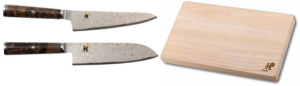 SET DE 2 COUTEAUX JAPONAIS MIYABI 5000MCD67 UTILITAIRE - SANTOKU ET PLANCHE MIYABI BLACK