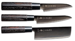 SET DE 3 COUTEAUX JAPONAIS TOJIRO ZEN BLACK "FORME VÉGAN"
