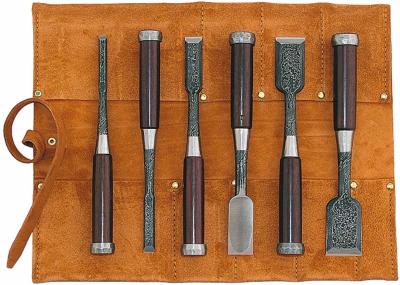 TROUSSE DE 6 CISEAUX à BOIS JAPONAIS TASAÏ MOKUME NOMI
