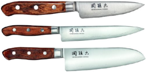 SET DE 3 COUTEAUX JAPONAIS KAI SEKI MAGOROKU VINTAGE "FORME JAPONAISE"