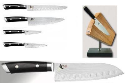 BLOC CHENE/GRANIT DE 5 COUTEAUX DE CUISINE JAPONAIS KAI KAJI