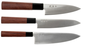 SET DE 3 COUTEAUX JAPONAIS KAI SEKI MAGOROKU "FORME EUROPÉENNE"