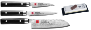 SET 3 COUTEAUX JAPONAIS KASUMI STANDARD "FORME JAPONAISE" ET PIERRE