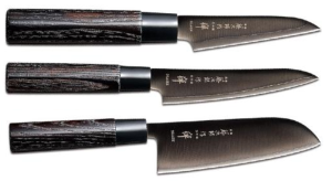SET DE 3 COUTEAUX JAPONAIS TOJIRO ZEN BLACK "FORME JAPONAISE"