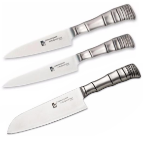 SET 3 COUTEAUX JAPONAIS TAMAHAGANE GAMME BAMBOO 3PLY "FORME JAPONAISE"