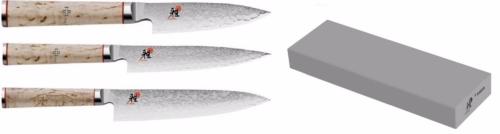 Set de 3 couteaux japonais Miyabi 5000MCD forme européenne + pierre à aiguiser Miyabi