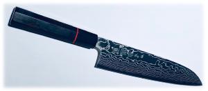 Couteau artisanal japonais santoku 190 mm ZDP-189/Damas de Sukenari