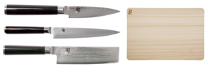 Set de 3 couteaux japonais Kai Shun Classic damas forme vegan + planche à découper Kai