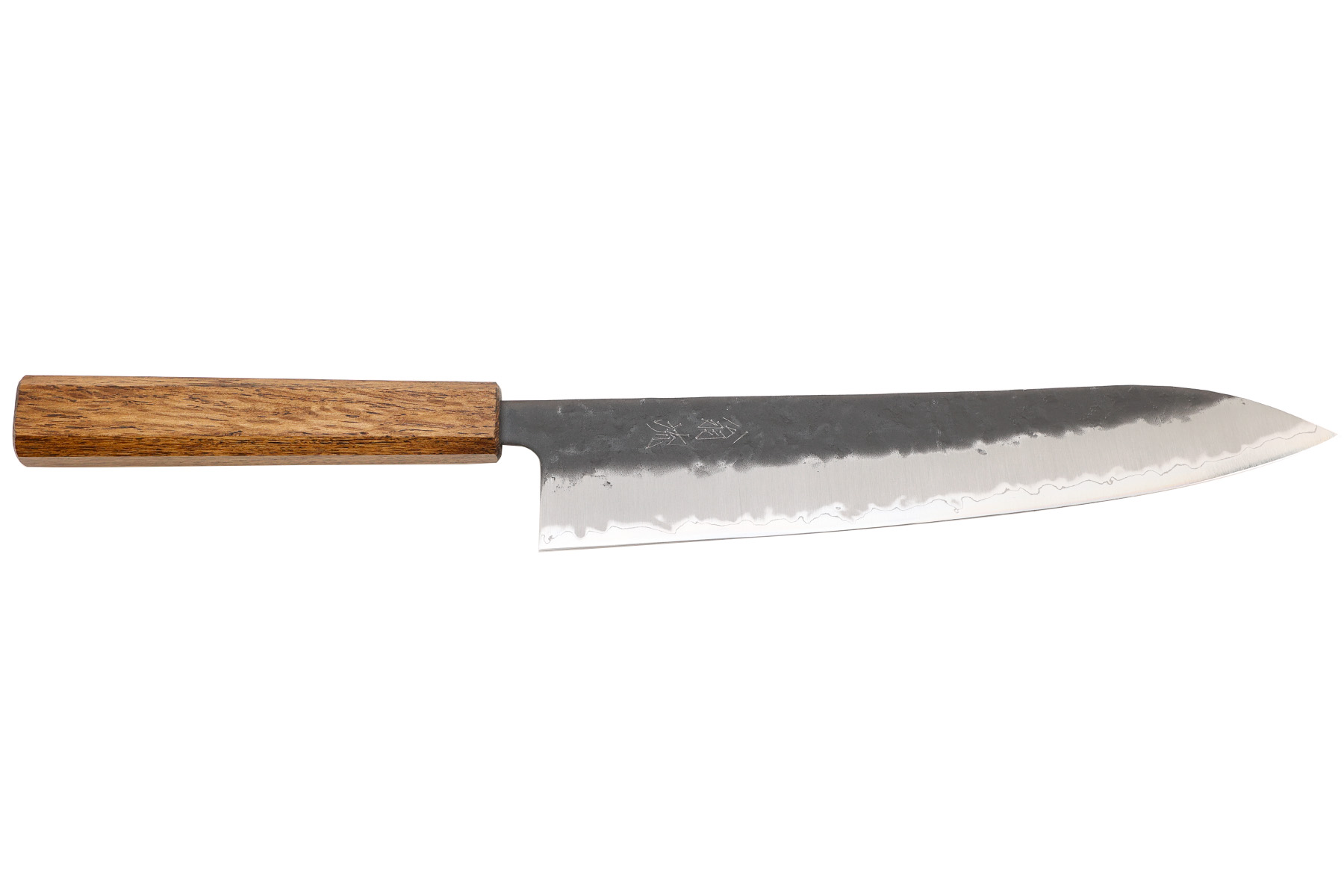 Couteau japonais artisanal Fukui Oul Ginsan brut de forge - Gyuto 24 cm