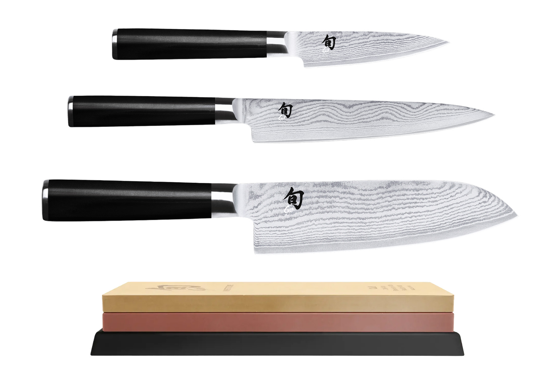 Set de 3 couteaux japonais Kai Shun Classic - type japonais + pierre à aiguiser Kai