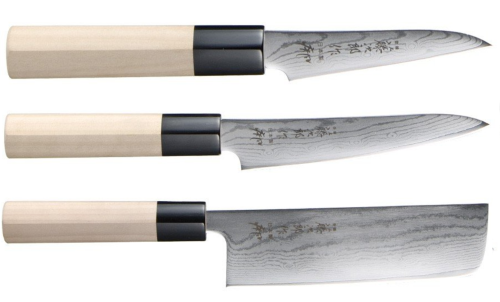 Set de 3 couteaux japonais Tojiro Shippu Damas "forme Végan"