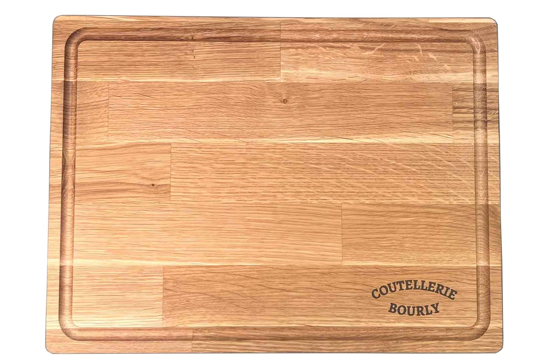 Planche en chne avec rigole 39 x 29 cm "Coutellerie Bourly"