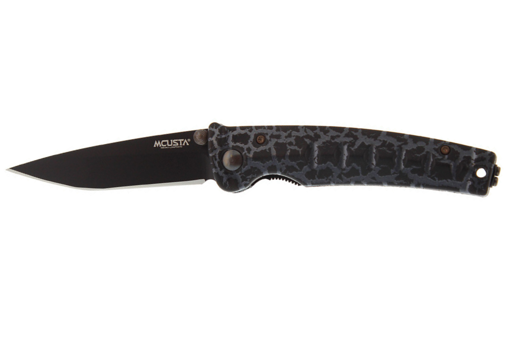 Couteau Mcusta Katana - manche 11 cm aluminium gris / noir anodisé avec finition texturée