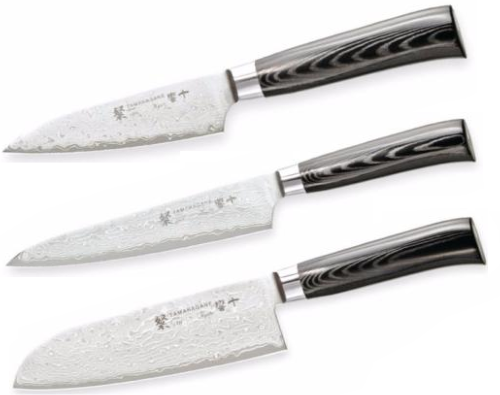Set de 3 couteaux de cuisine Japonais Tamahagane Kyoto "Forme Japonaise"