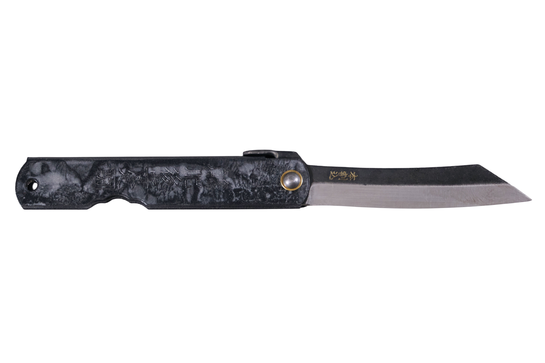 Couteau japonais Higonokami - manche 10 cm laiton noir