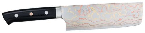 Couteau artisanal "Rainbow Damascus" de Takeshi Saji - Nakiri 170 mm