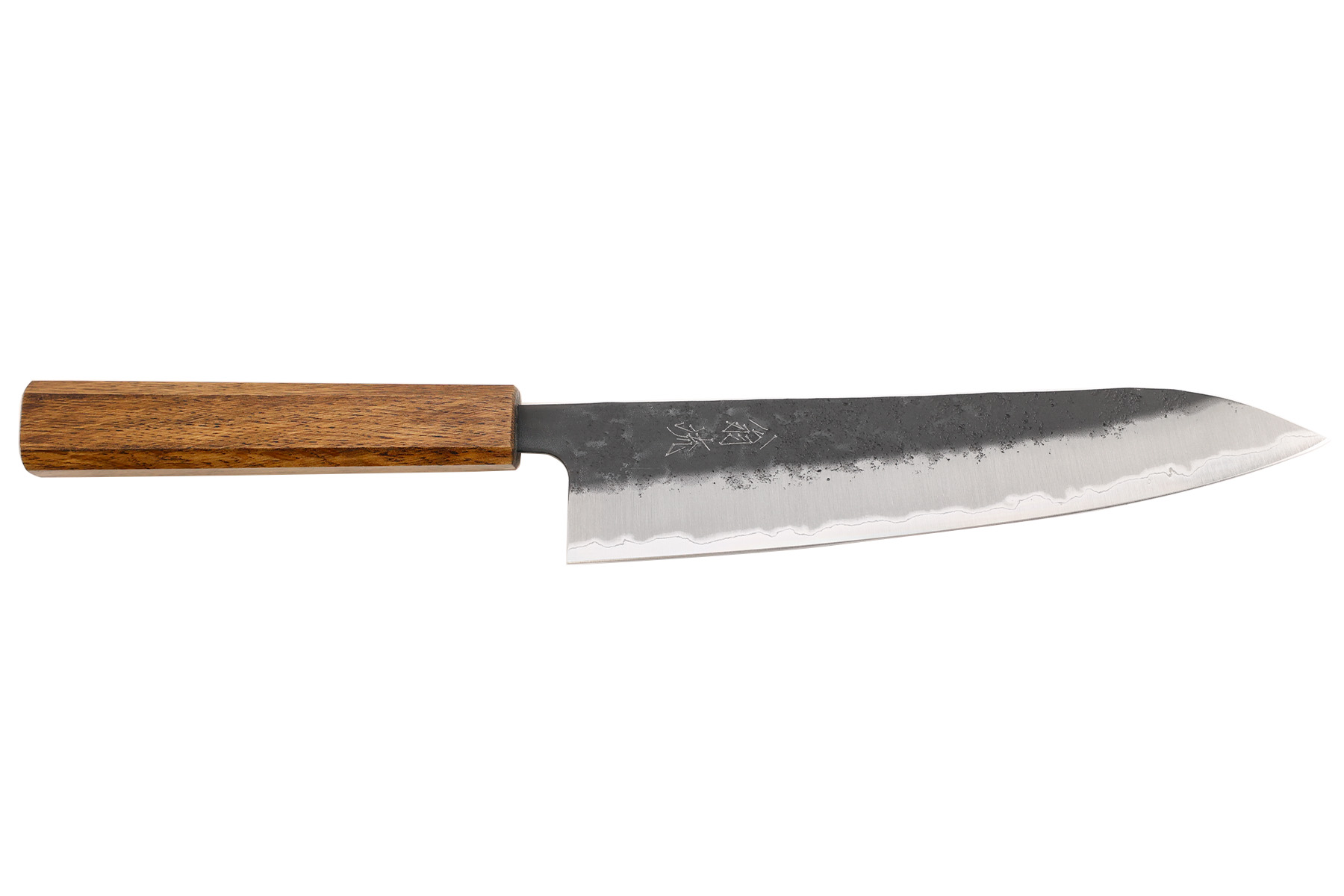 Couteau japonais artisanal Fukui Oul Ginsan brut de forge - Gyuto 21 cm