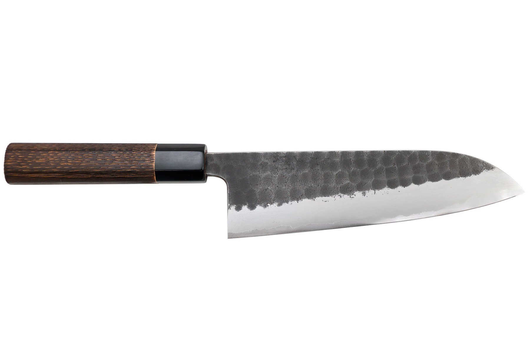 Couteau japonais Chozaburo par Toshihiro Wakui Kuroichi finition martelée - couteau santoku 18 cm