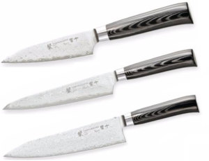 Set de 3 couteaux de cuisine Japonais Tamahagane Kyoto" Forme Européenne "