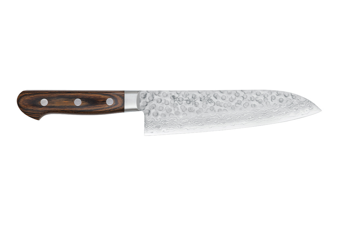 Couteau japonais artisanal Musakichi VG10 Damas - Couteau santoku 18,5 cm