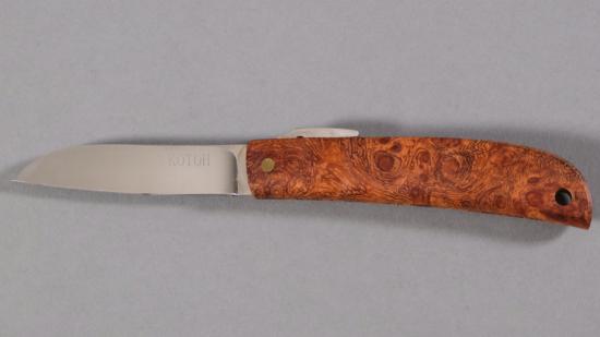 Couteau pliant japonais Higonokami de Junpei Makkari loupe d'amboine 6 cm - 6